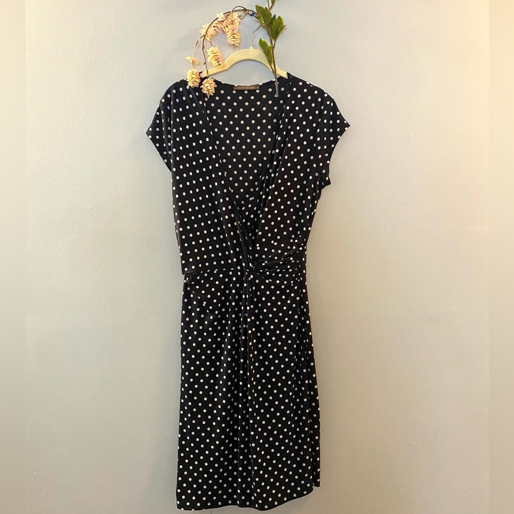 Polka Dot dress | navy blue | office dress | wedding guest dress |